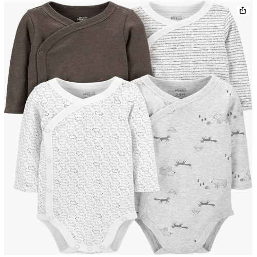 (0-3mo) Simple Joys by Carter's unisex-baby 4-pack Side Snap Bodysuit