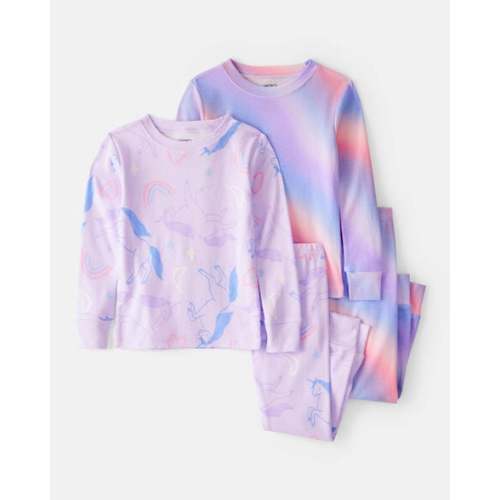 Toddler Girl Unicorn Print 100% Cotton Long-Sleeve 4-Piece Pajamas - Purple | Carter's