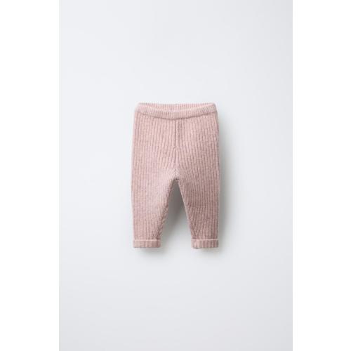 RIBBED KNIT LEGGINGS - Light pink | ZARA United States