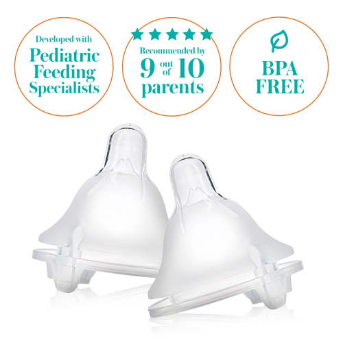 Evenflo Balance + Wide Neck BPA-Free Silicone Slow Flow Baby Bottle Nipple - 0 Months+, 6ct