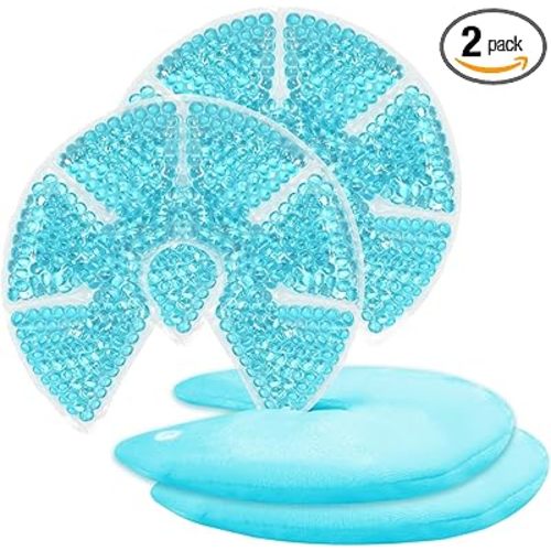 Hot/Cold Breast Gel Ice Packs Breast Cooling/Heat Pads Relief for Breastfeeding, Nursing Pain, Mastitis, Engorgement, Swelling, Plugged Ducts | Boost Milk Let-Down & Production,2 Pack (Blue)