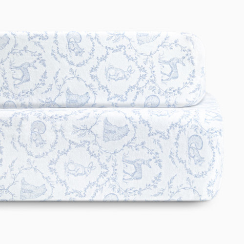 Organic Jersey Cotton Crib Sheet and Changing Pad Cover Set - Woodland Blue