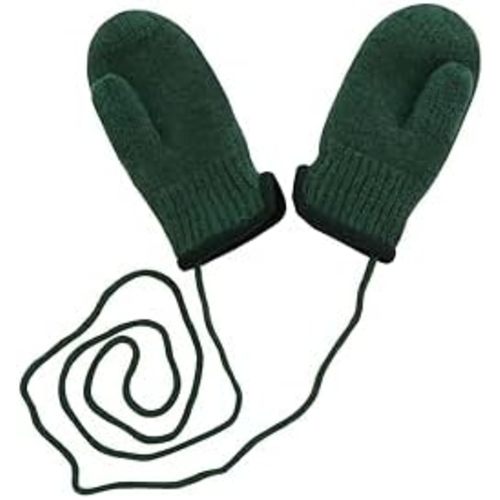tittimitti 100% Virgin Wool Baby Toddler Kids (6 Months - 7 Years) Thumbed Mittens with String. OEKO-TEX® Standard 100