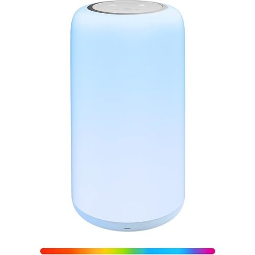 Night Light for Kids, Portable Baby Night Light, 5 ColorTemperatures & Stepless Dimming, 8 RGB Colors, RechargeableNursery Night Light, Sleep Aid, Touch Lamp with 2 Timers, Blue