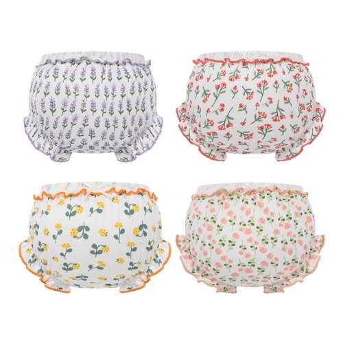 BIIOVENR 4Pcs Toddlers Diaper Covers Bloomers Underwear for Baby Girls Cotton Triangle Baby Shorts