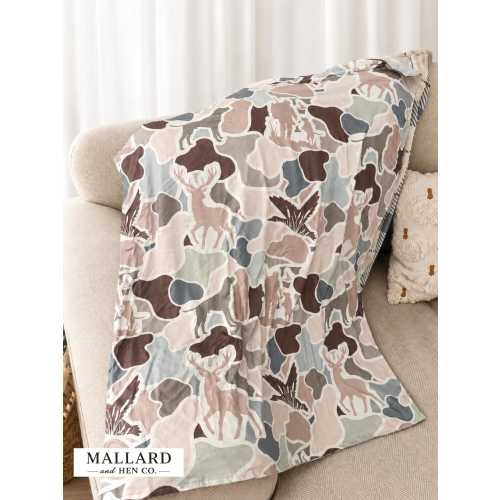 Blue Minky Mallard Duck Deer Dog Hunting Blanket For Newborn, Infant, Kids
