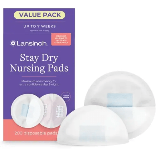 Lansinoh Stay Dry Disposable Nursing Pads, Soft and Super Absorbent Breast Pads, Breastfeeding Essentials for Moms, 200 Count