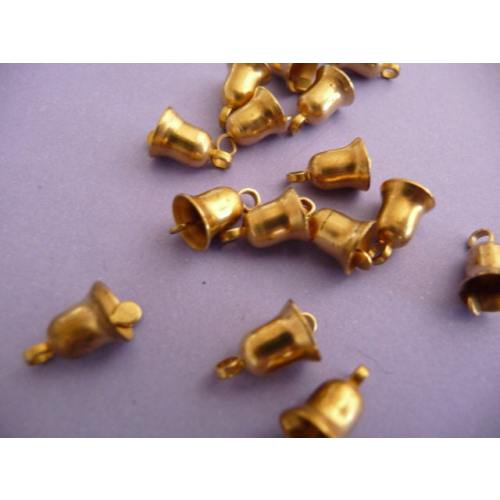12 Small Brass Bells - Vintage Mechanical Charms - Raw Brass