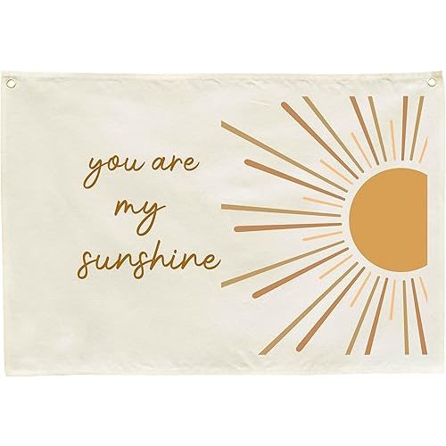 You Are My Sunshine Nursery Canvas Banner -Hanging Rectangular Poster Flag Sign for Baby Boy Girl Kids,Bedroom Reading Room Playroom Decoration, Baby Shower Birthday Christmas Gift