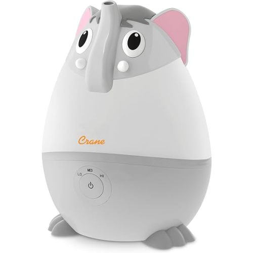 Crane Adorables Ultrasonic Mini Humidifiers for Bedroom and Baby Nursery, 5 Gallon Cool Mist Air Humidifier for Large Room or Kid's Room, Humidifier Filters Optional, Mini Elephant