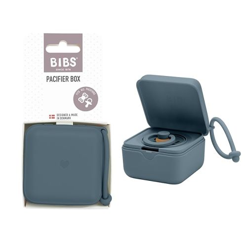BIBS Pacifier Box with Loop for Storing & Carrying Soothers | 100% BPA Free Material | Designed & Made in Denmark | Petrol