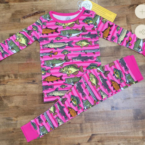 Pink Bamboo Toddler Set – Fresh Water Fish Print | DLM Leather