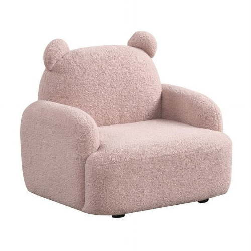 Raelynn 25.5"W Pink Sherpa Fabric Bear-Shaped Kids Armchair
