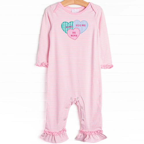 Candy Hearts Applique Romper, Pink – Stitchy Fish
