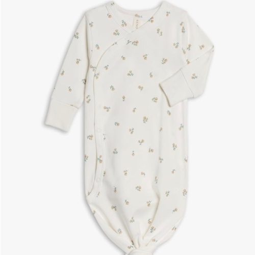 Colored Organics Baby 100% Organic Cotton Newborn Knotted Gown - Infant Indy Kimono Wrap Front Tie Knot with Mitten Cuffs