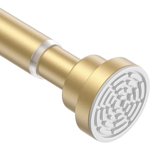 Tension Curtain Rod 30 To 63 Inch Gold Tension Rods Adjustable Spring Loaded Curtain Rods 7/8" Curtains Rods No Drilling Tension Rods For Windows Bedroom Closet Doorway Door