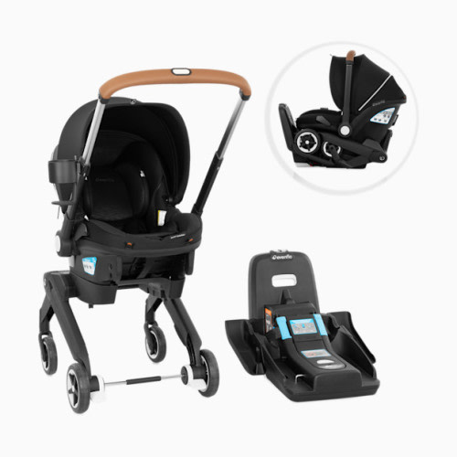 Gold Shyft DualRide Infant Car Seat Stroller Combo w Carryall Storage & Extended Canopy - Onyx
