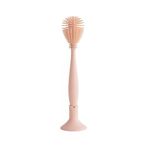 mushie Baby Bottle Brush | Soft Silicone with Suction Base (Blush)