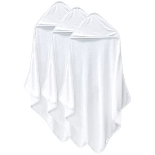 Cosy Family 3 Pack Bamboo Baby Hooded Towels, Ultra Soft Unisex Bath Towels for Babies,Toddler,Infant - Newborn Essential - Ultra Absorbent Toddler Towels for Baby Boy Girl - White