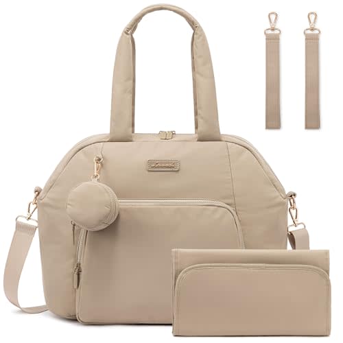 LOVEVOOK Diaper Bag Tote Puffer Baby Diaper Bag, Large Capacity Travel Diaper Tote with Changing Pad, Hospital Gym Bag