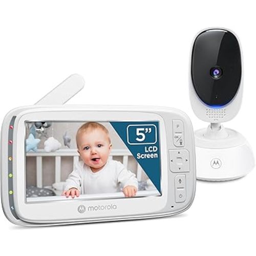 Motorola Nursery No WiFi Video Baby Monitor with Camera and Audio, 5” Screen, Remote Pan-Tilt-Zoom, Night Vision, 2-Way Talk, Long Battery Life, 1000ft Range, Temperature Sensor, Lullabies - VM75