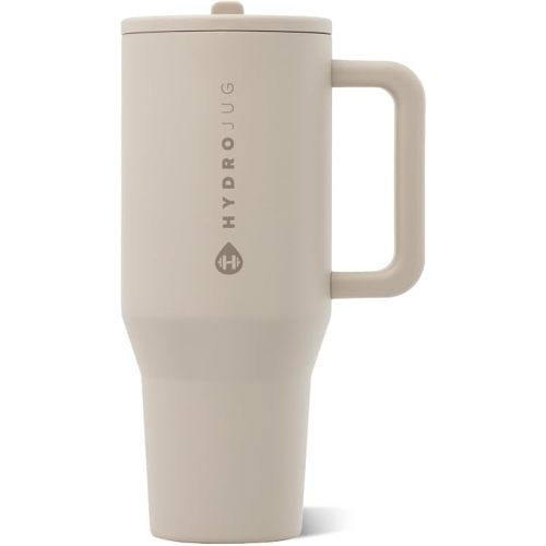 HydroJug Traveler 40oz, Insulated Tumbler with Handle & Straw, Dune