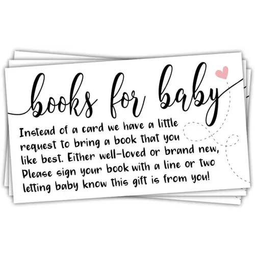 50 Sweet Heart Books for Baby Shower Request Cards - Baby Shower Invitation Inserts