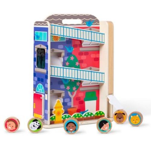 Melissa & Doug GO Tots Wooden Town House Tumble with 6 Disks