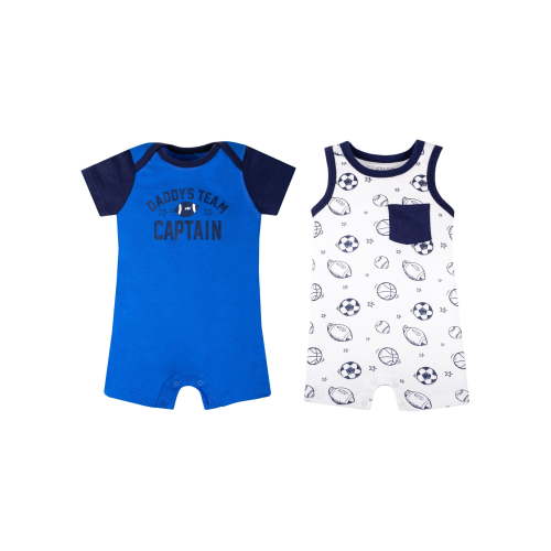 Little Star 100% Organic Cotton 2 Pack Baby Boy Rompers