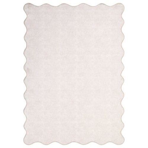 Scalloped Washable Area Rugs, 8'X10' Beige Modern Minimalism Large Rugs Soft Non Slip Living Room Bedroom Nursery Carpets
