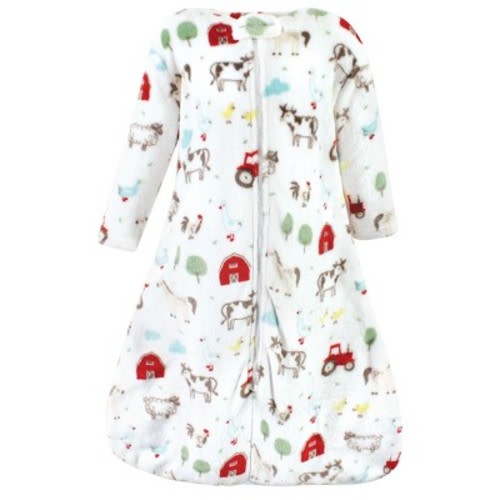 Hudson Baby Infant Boy Plush Sleeping Bag, Sack, Blanket, Boy Blue Farm Animals Long Sleeve, 0-6 Months