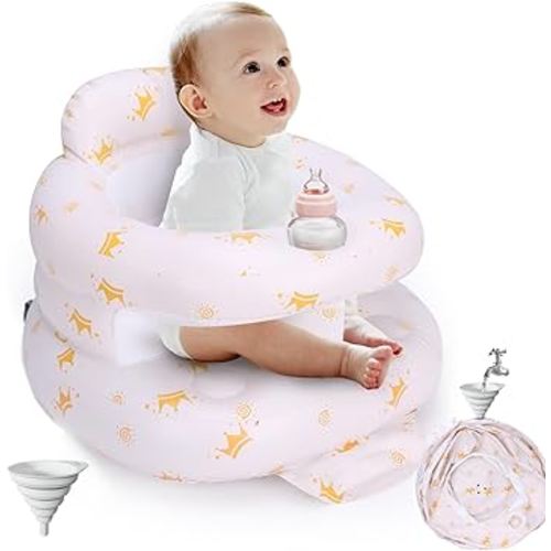 Inflatable Baby Seat for Babies 3 Months & Up, Inflatable Baby Support Seat for Sitting Up, Toddler Baby Floor Chair with Built in Air Pump, Upgrade Water Injection Function, More Stable (Color#04)