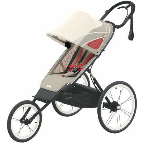 Cybex AVI Jogging Stroller Bundle - Black Frame + Bleached Sand Seat Pack