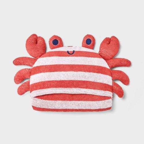 Baby Crab Striped Hooded Beach Towel - Cloud Island™ Red