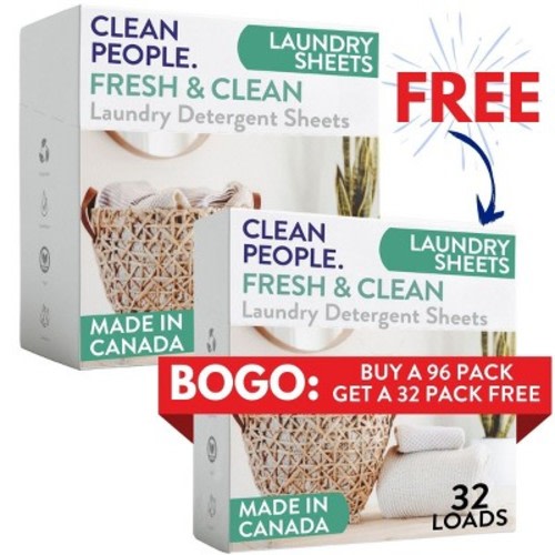 Clean People Laundry Detergent Sheets - Laundry Soap - Ultra Concentrated, Recyclable Packaging, Stain Fighting