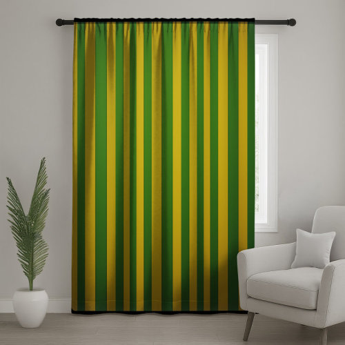 Green Yellow Vertical Stripes Window Curtains, Stripes Sheer & Blockout Curtains - 1 Panel | Wayfair
