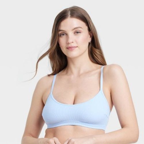 Women's Cotton Blend Scoop Ribbed Bralette - Auden™ Light Blue XL
