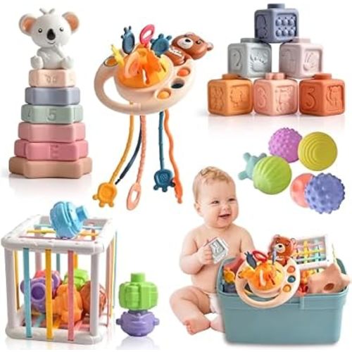 Baby Montessori Sensory Toys 6 to 12 Months, Travel Stroller Infant Toy