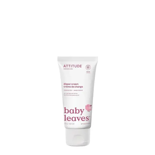 ATTITUDE Natural Zinc Diaper Cream | EWG VERIFIED, Hypoallergenic, Dermatologist Tested and Fragrance-Free Diaper Rash Cream | Blocks Moisture, Prevents Irritation | Baby leaves (2,6 Fluid Ounce)