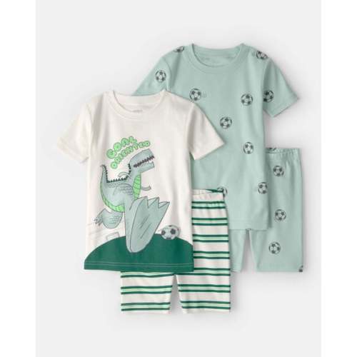 Toddler Boy Soccer Dino 100% Cotton Short-Sleeve Snug Fit 4-Piece Pajama Set - Green | Carter's