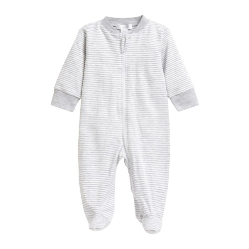 Stripe Pima Cotton Zip Footie, 3-6M