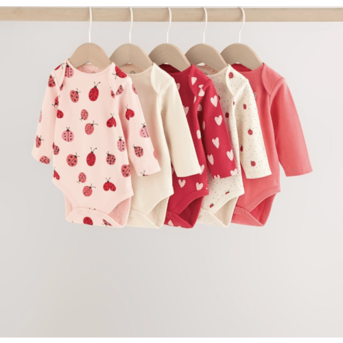 Buy Red Ladybird Long Sleeve Baby Bodysuits 5 Pack from Next USA