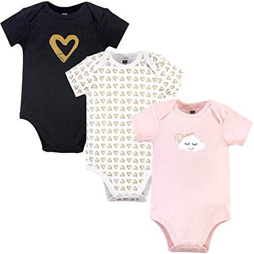 Hudson Baby baby-girls Cotton Bodysuits 3-pack
