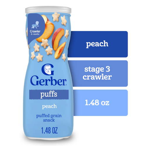 Gerber Stage 3 Baby Food, Peach Puffs, 1.48 oz Canister