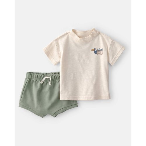 Baby Boy 2-Piece Toucan Solid Short-Sleeve Top & Short Set - Green/White | Carter's