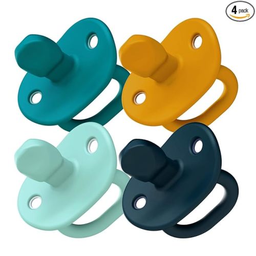 Tomy Jewl Silicone Orthodontic Pacifier - (4 Count - 3-6 Months) Baby Pacifier with Soothing Gem-Shaped Nipple - Comfortable Baby Pacifiers Support Natural Oral Muscular Development - Blue -