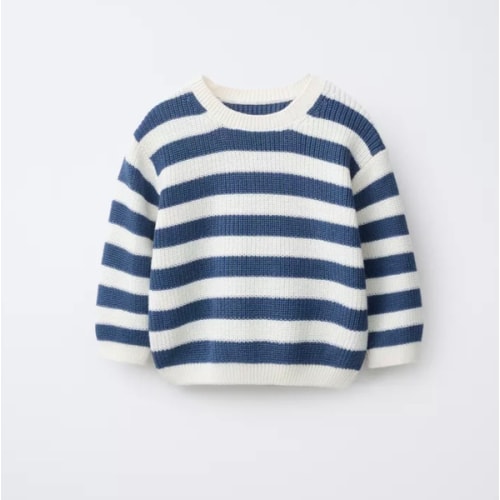 STRIPED KNIT JUMPER - Ecru / Blue | ZARA United States