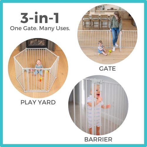 Toddleroo Superyard Baby Play Yard: 6 Panel Playpen, Safety Gate, or Extra Wide Baby Fence