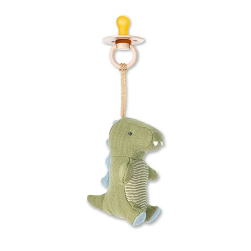 Itzy Ritzy - Bitzy Pal Pacifier & Lovey Set; Detachable Dinosaur Lovey & Coordinating Natural Rubber Pacifier; Ideal for Ages 0-6 Months, Dinosaur - 1 Count (Pack of 1)