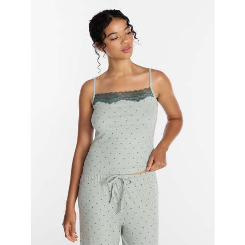 Joyspun Women’s Lace Trim Ribbed Modal Cami, Sizes XS-3X